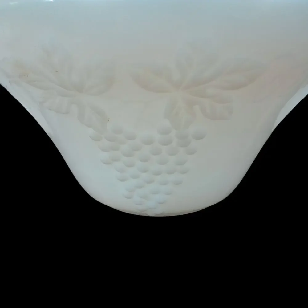 Anchor Hocking Milk Glass Harvest Grape Punch Bowl w/ 12 Matching Cups & Hooks